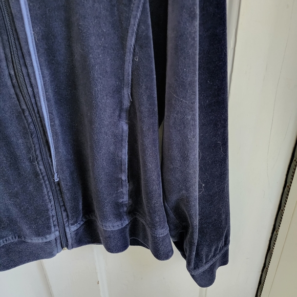 N.Y.L Navy Velour Zip Up Hoodie - Picture 3 of 12